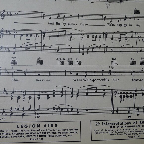 Vintage My Blue Heaven Leo Feist George Whiting Walter Donaldson Sheet Music Art - Picture 8 of 8